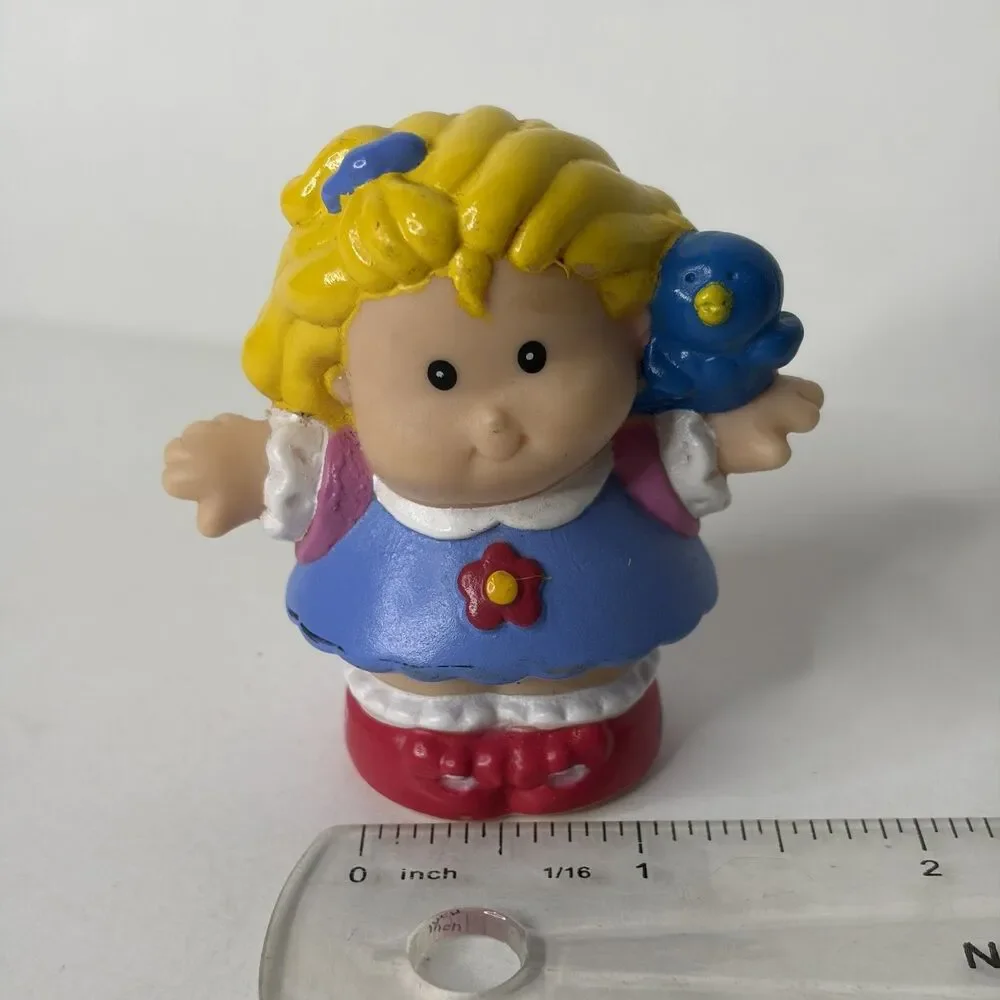 Little People 2001 Blonde School Girl Sarah Blue Bird Purple Backpack
